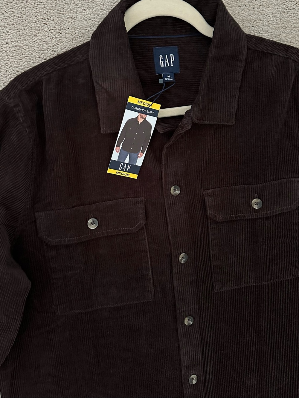 Chocolate Brown Oversized Corduroy Shirt / Men’s Fall Shacket - Picture 7 of 11